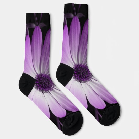 Paarse Daisy Flower Sokken (Rechts)