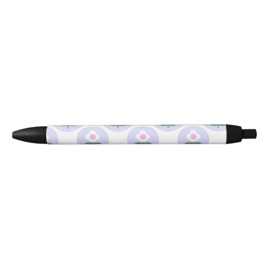 Paarse Daisy Flower Terug naar School Stationery Zwarte Inkt Pen (Voorkant)
