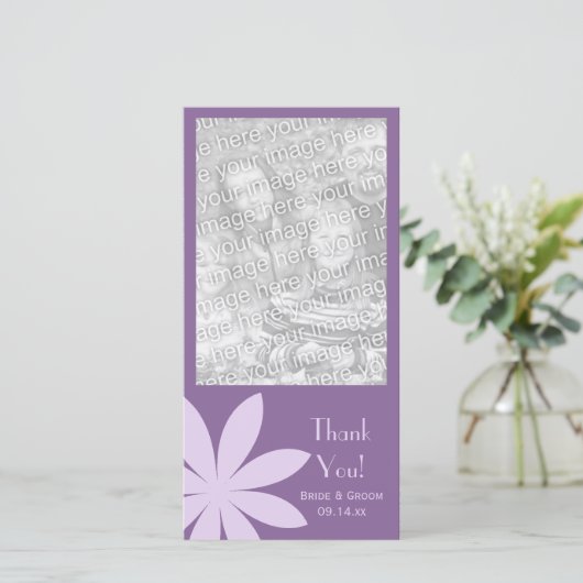 Paarse Daisy Flower Weddenschap Bedankkaart (Staand voorkant)