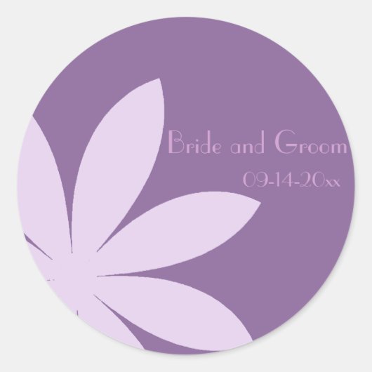 Paarse Daisy Flower Wedding Envelope Seal Ronde Sticker (Voorkant)