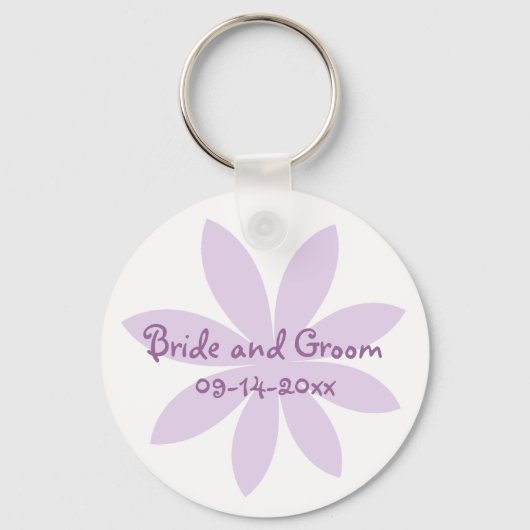 Paarse Daisy Flower Wedding Sleutelhanger (Voorkant)