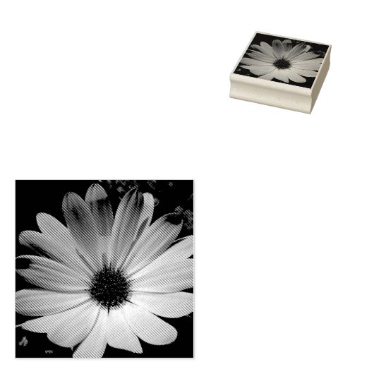 Paarse Daisy Flower Wood Art Stempel (Gestempeld)