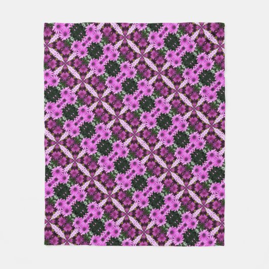 Paarse Daisy Flowers Abstract design Fleece Deken (Voorkant)