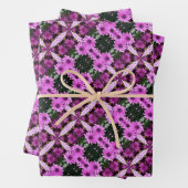 Paarse Daisy Flowers Abstract design Inpakpapier Vel (In situ)