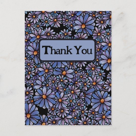 Paarse Daisy Flowers Briefkaart (Voorkant)