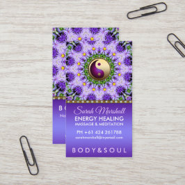 Paarse Daisy Flowers Mandala Holistic Healing  Visitekaartje
