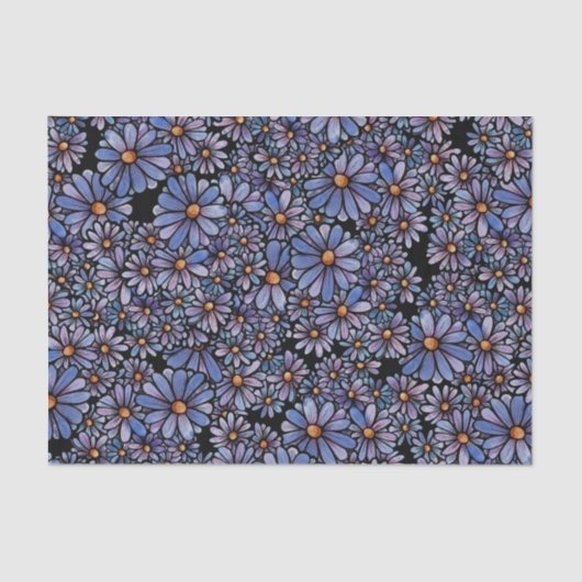 Paarse Daisy Flowers Tissuepapier (Voorkant)