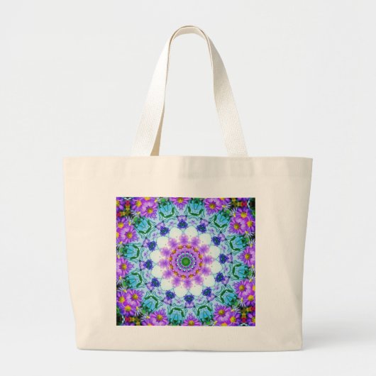 Paarse Daisy Geometric Grote Tote Bag (Voorkant)