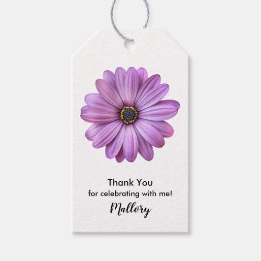 Paarse Daisy Gift Labels Cadeaulabel (Voorkant)
