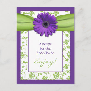 Paarse Daisy Green Floral Vrijgezellenfeest Recept Briefkaart