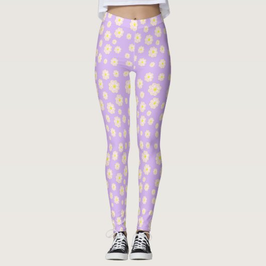 Paarse Daisy Leggings (Voorkant)