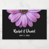 Paarse Daisy op Black Mini Sparkling Wijnetiket (Enkel label)