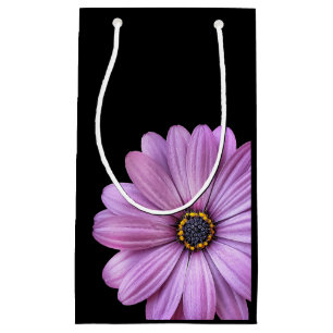 Paarse Daisy op Black SMALL Gift Bags Klein Cadeauzakje
