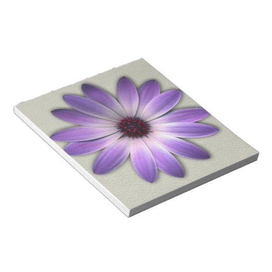 Paarse Daisy op Stone Leather Print Notitieblok (Schuin)