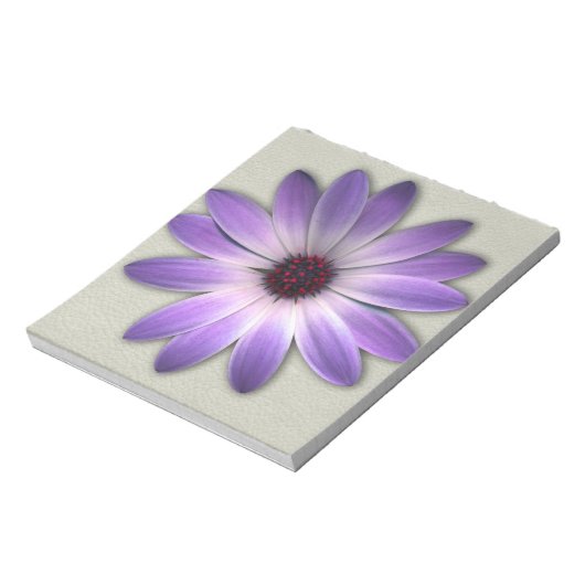 Paarse Daisy op Stone Leather Print Notitieblok (Linkerzijde)