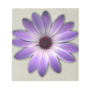 Paarse Daisy op Stone Leather Print Notitieblok