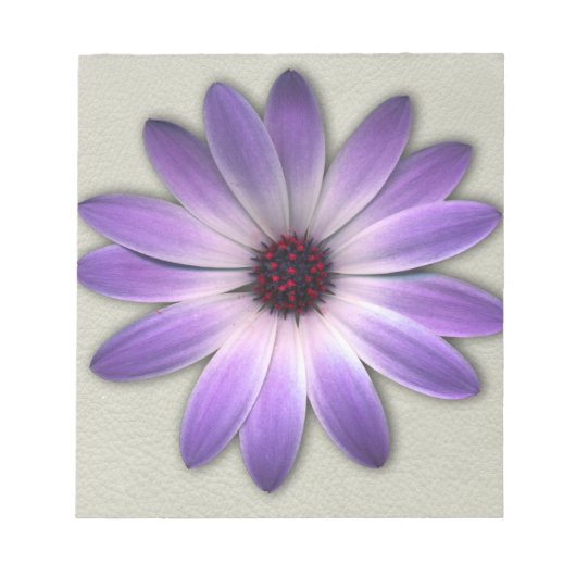 Paarse Daisy op Stone Leather Print Notitieblok (Voorkant)