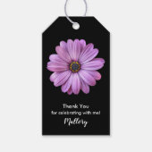 Paarse Daisy over zwarte Labels Cadeaulabel (Voorkant)