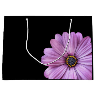 Paarse Daisy over zwarte tas met cadeau Groot Cadeauzakje