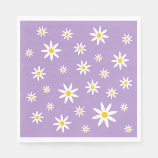 Paarse Daisy Paper Napkins Servet (Voorkant)