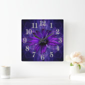 Paarse Daisy Passion Vierkante Klok (Huis)