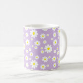 Paarse Daisy Pattern Spring Coffee Koffiemok (Voorkant rechts)