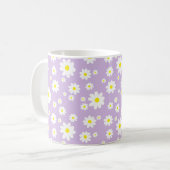 Paarse Daisy Pattern Spring Coffee Koffiemok (Voorkant links)