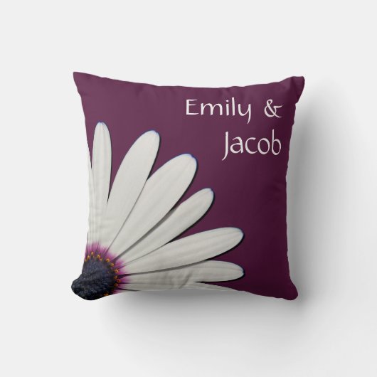 Paarse Daisy Personalized Pillow Kussen (Voorkant)