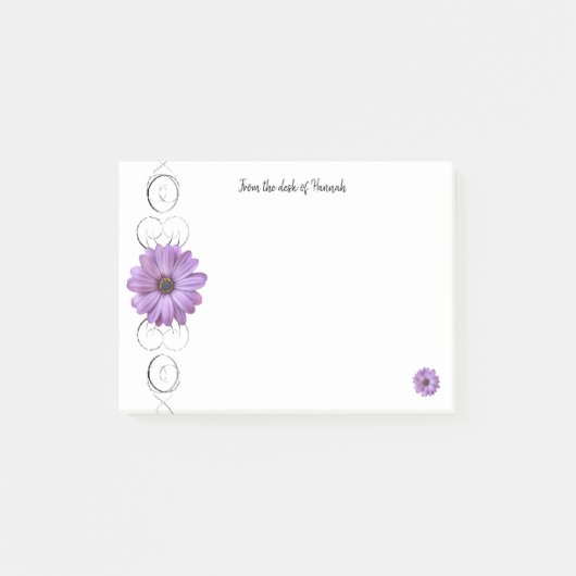 Paarse Daisy Personalized Post-it Notes (Voorkant)