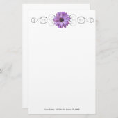 Paarse Daisy Personalized Stationery Briefpapier (Voorkant / Achterkant)