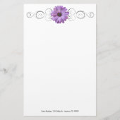 Paarse Daisy Personalized Stationery Briefpapier (Voorkant)