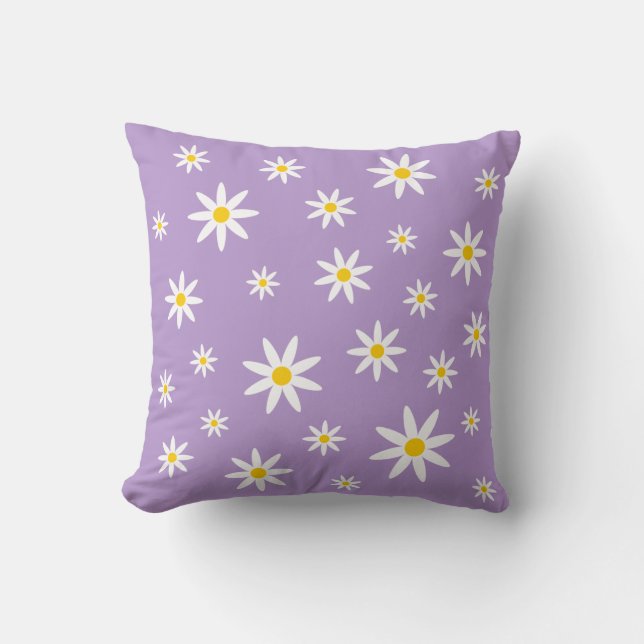 Paarse Daisy Pillow Kussen (Voorkant)