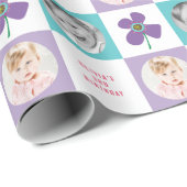 Paarse Daisy Pop Flower Chic Birthday Photo Gift Cadeaupapier (Rol Hoek)