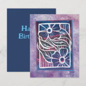 Paarse Daisy Printmaking Cartistisch groen (Voorkant / Achterkant)