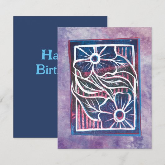 Paarse Daisy Printmaking Cartistisch groen (Voorkant / Achterkant)