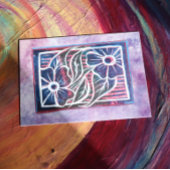 Paarse Daisy Printmaking Cartistisch groen Briefkaart