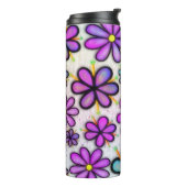 Paarse Daisy Retro Thermosbeker (Gedraaid links)