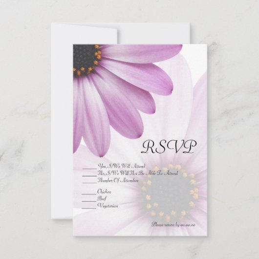 Paarse Daisy RSVP Kaartje (Voorkant)