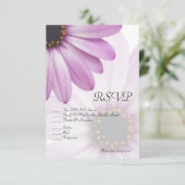 Paarse Daisy RSVP Kaartje (Staand voorkant)
