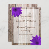 Paarse Daisy Rustic Barn Sla de datum op Save The Date (Voorkant / Achterkant)