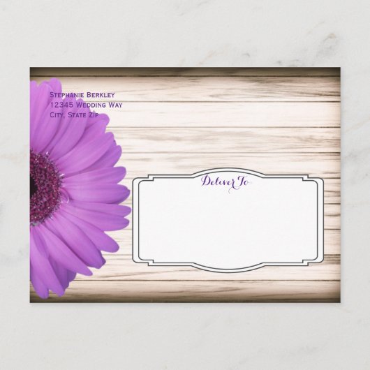 Paarse Daisy Rustic Wood Sparen de Briefkaarten va (Achterkant)