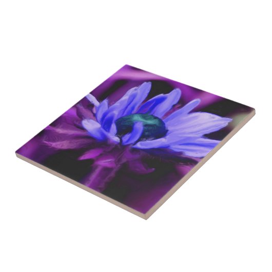 Paarse Daisy-schilderende Floral Art Tile Tegeltje (Zijkant)