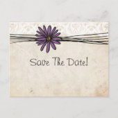 Paarse Daisy Sla de datum op Aankondigingskaart (Voorkant)