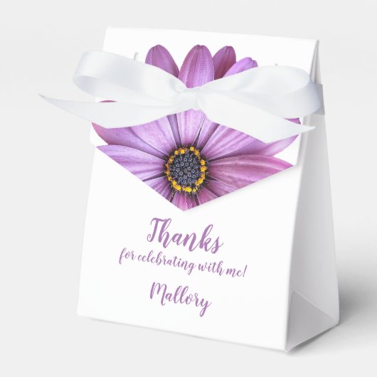 Paarse Daisy Tent Style Party Favor Boxes Bedankdoosjes (Voorkant Zijde)