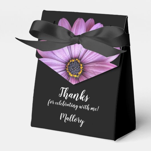 Paarse Daisy Tent Style Party Favor Boxes Bedankdoosjes (Voorkant Zijde)