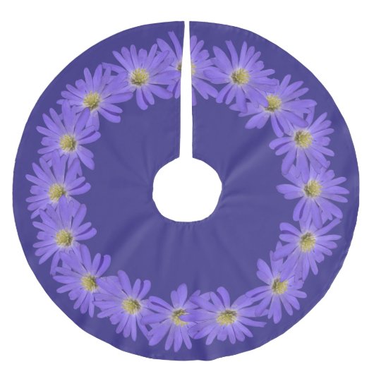 Paarse Daisy Tree Skirt Kerstboom Rok (Voorkant)