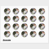 Paarse Daisy trouwstickers Uw foto Ronde Sticker (Vel)