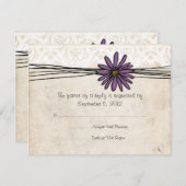  Paarse Daisy Wedding RSVP (Voorkant / Achterkant)