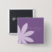 Paarse Daisy Wedding Vierkante Button 5,1 Cm (Voorkant /achterkant)
