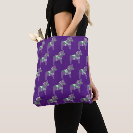 Paarse Dala Horses Tote Bag (Dichtbij)